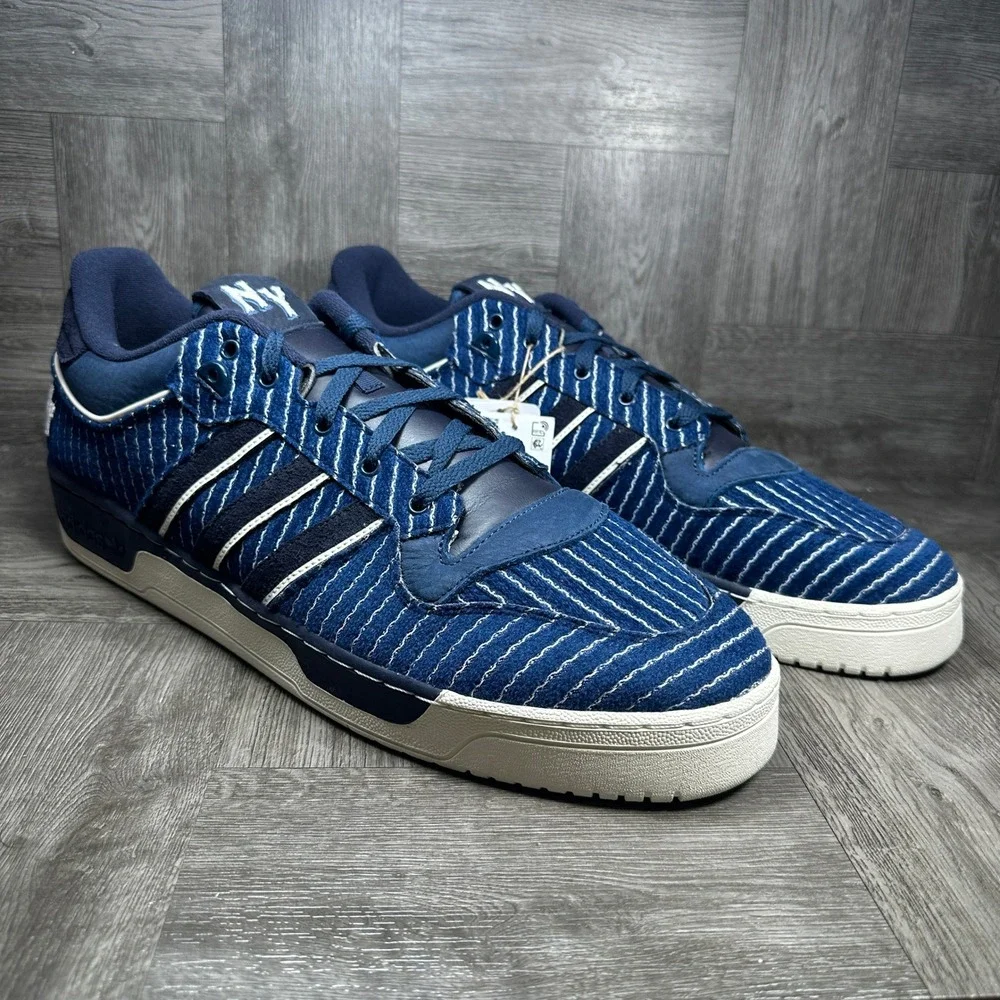 Adidas Rivalry Low 86 Mens 19 Navy Blue Pinstripe NY Streetwear Suede NEW IE7183